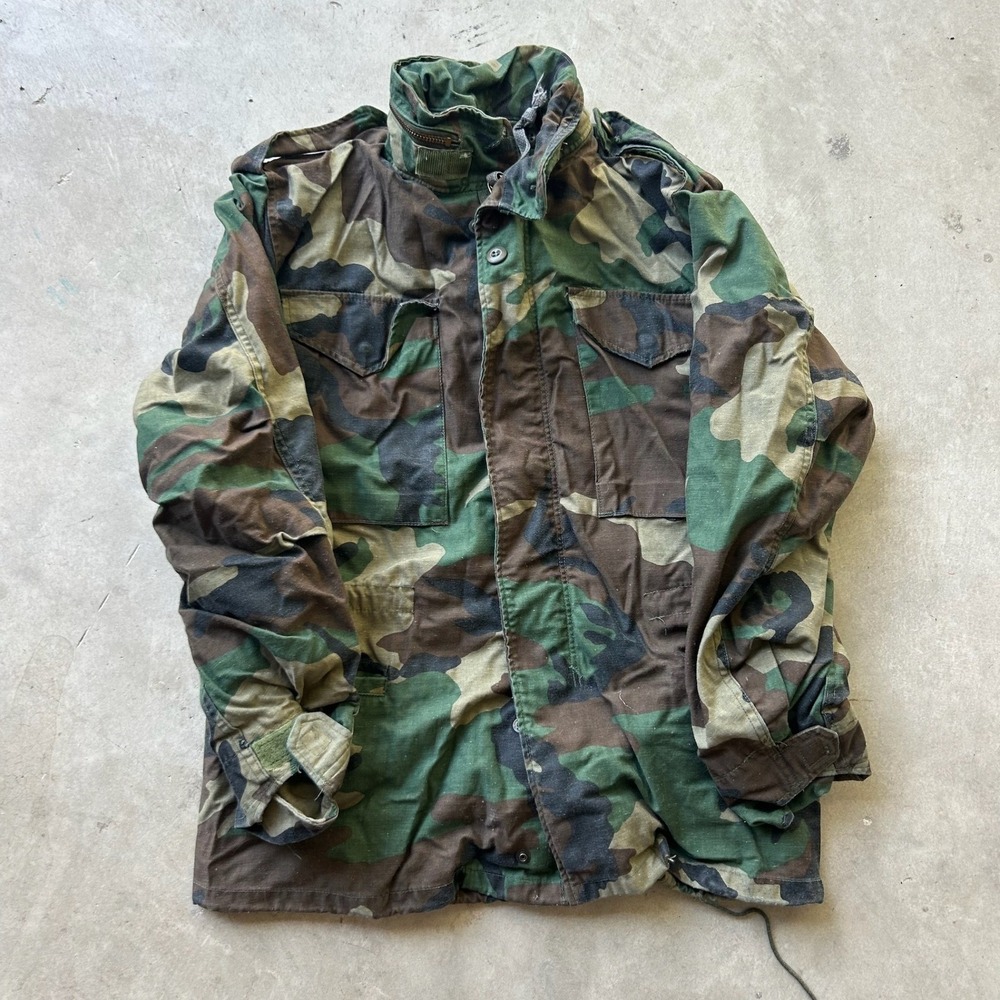US Military M-65 Field Jacket Woodland Camo Cold Weather Coat Small Short